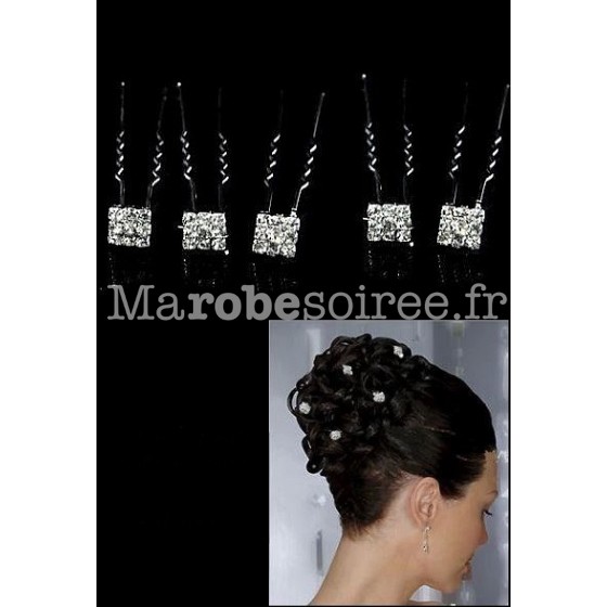 Lot De 5 Epingles Carree Strass A Chignon Coiffure
