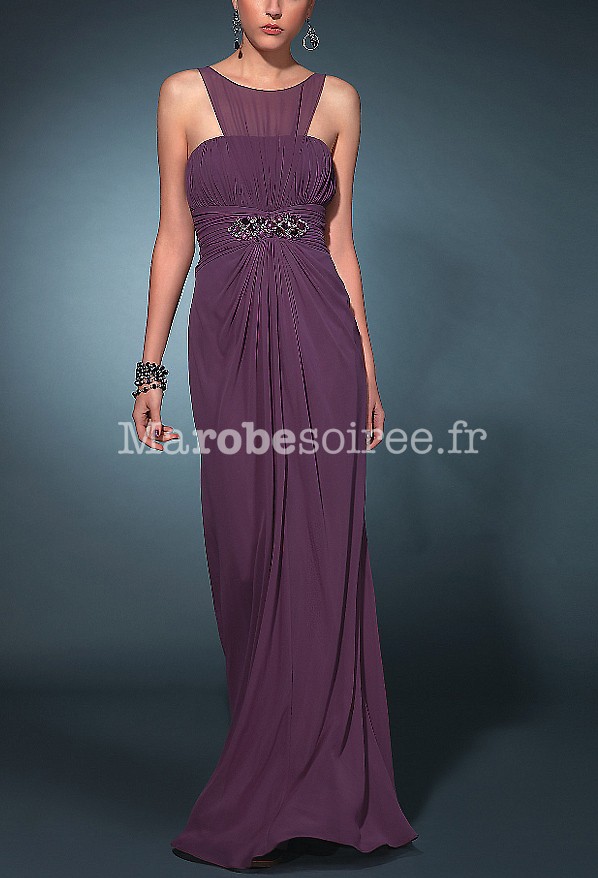 Robe De Soirée Lylou Col Rond Pour Femme En Mousseline Pour