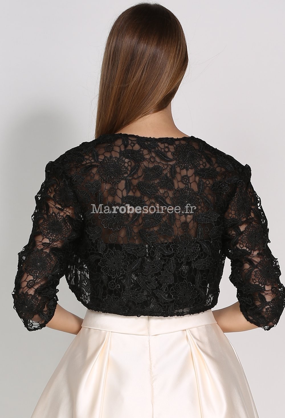 bol ro noir en dentelle manches 3 4