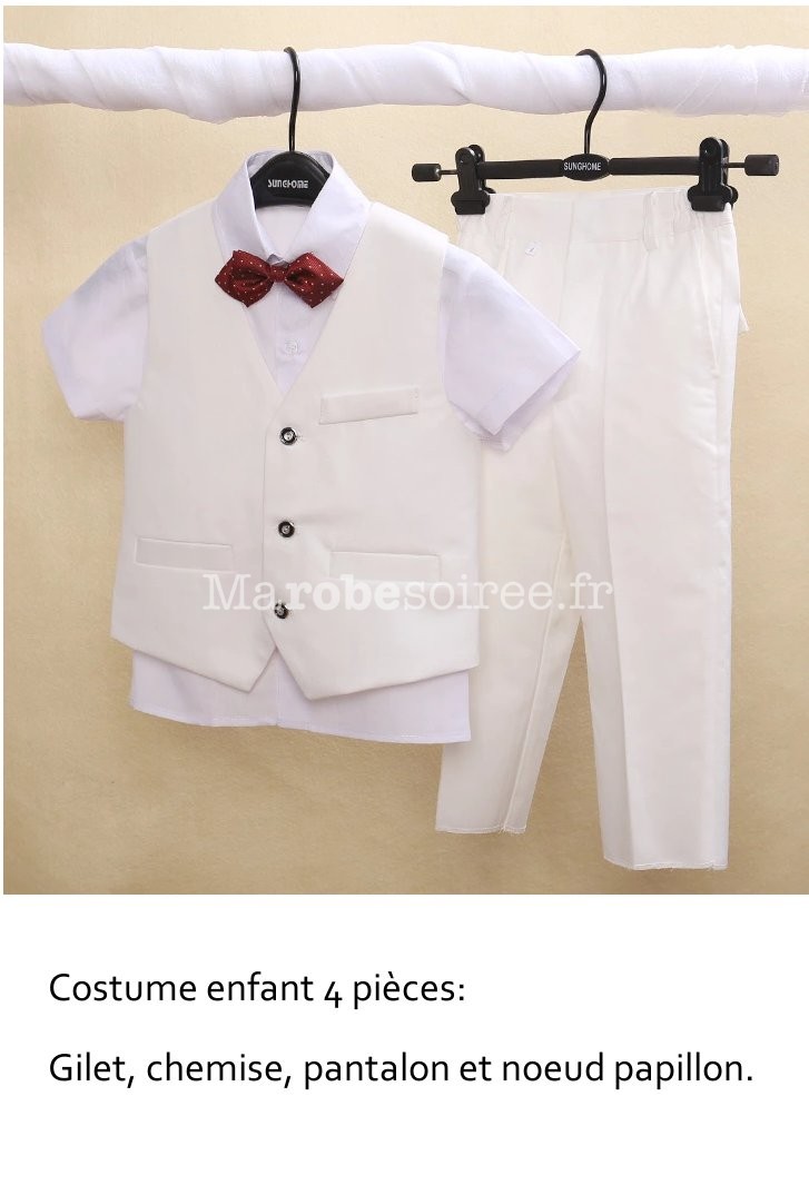 Ensemble bébé garçon cérémonie gilet + chemise + noeud papillon +