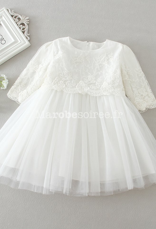 Robe Baptême Bebe Fille Blanche