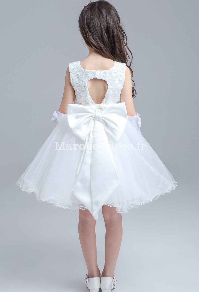 petite robe bebe fille cortege courte blanc dentelle tulle dos