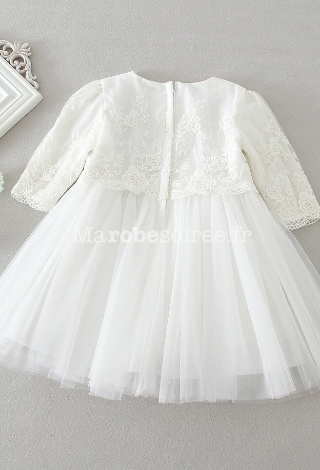 Robe Bapteme Dentelle Bebe Fille Manche