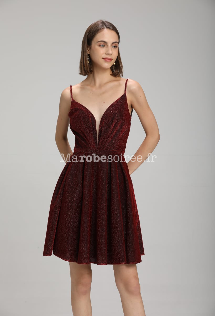 Robe cocktail dos nu pailletee
