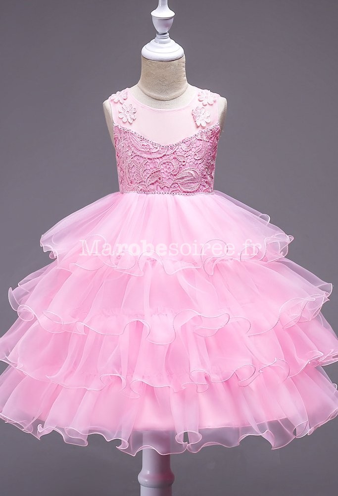 Robe de soirée courte enfant volants