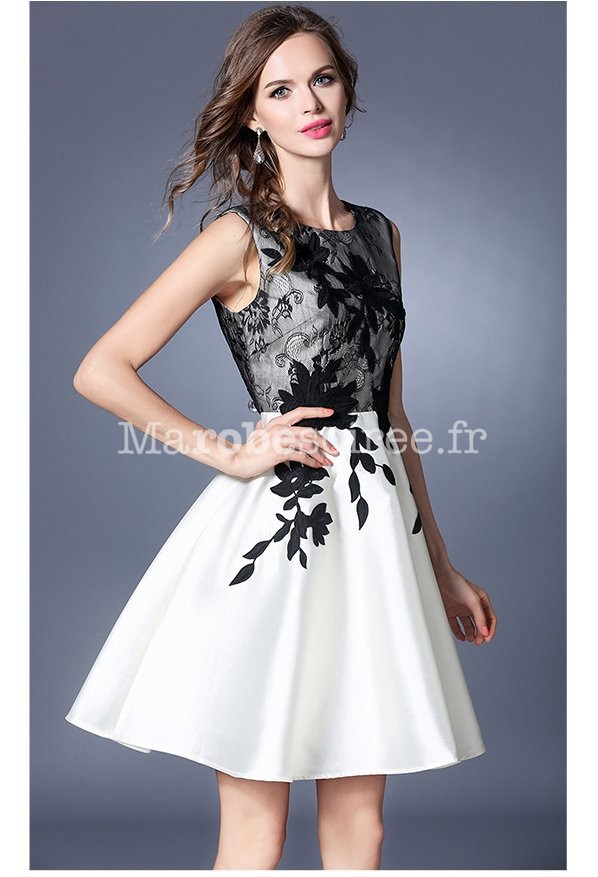 robe de soirée courte blanc et noire princesse sarah - Ref C824 - Robe de  cocktail
