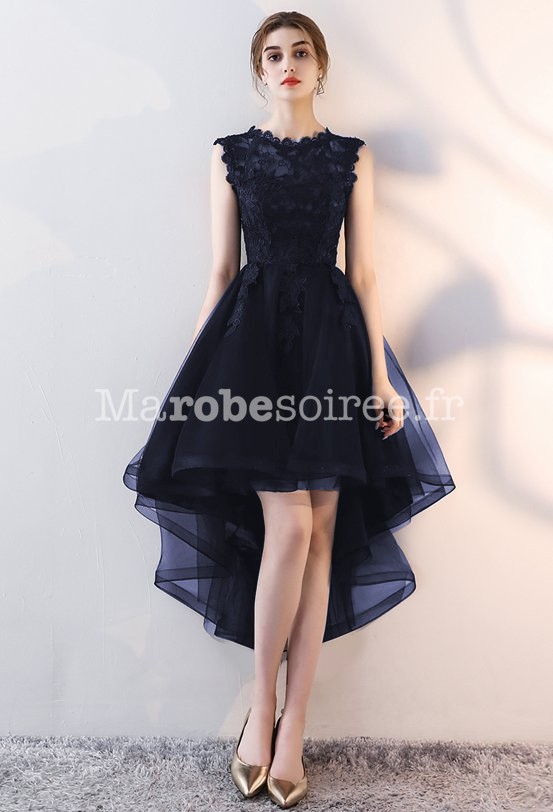 Robe de soirée asymétrique dentelle tulle