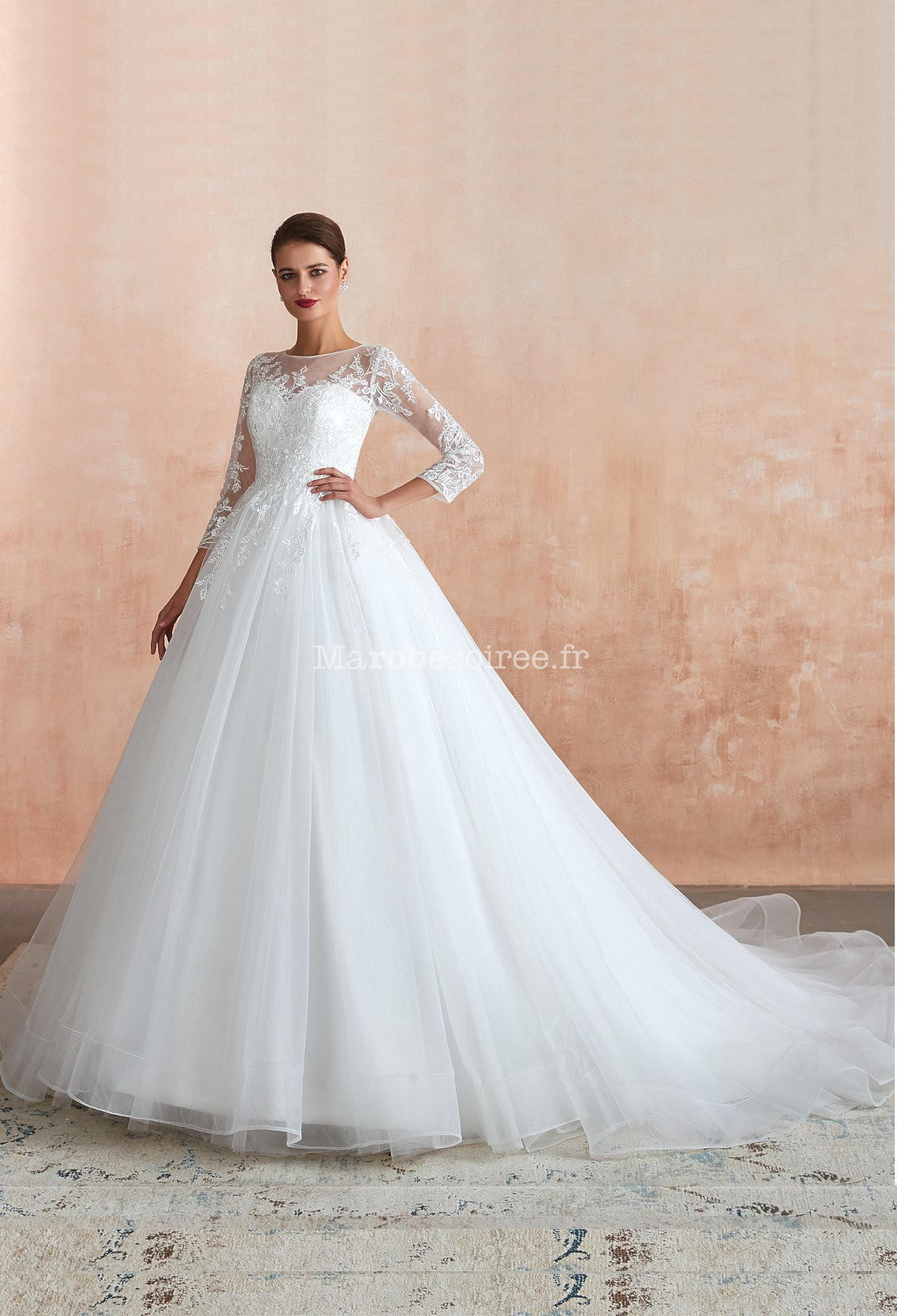 Robe De Mariée Princesse Manches Mi Longues