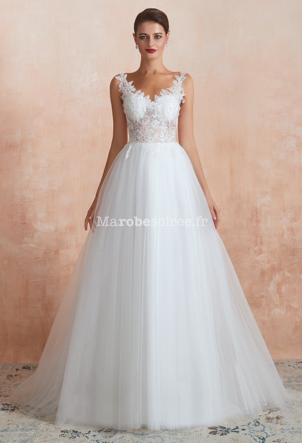Robe de mariée avec bretelle en dentelle cheap