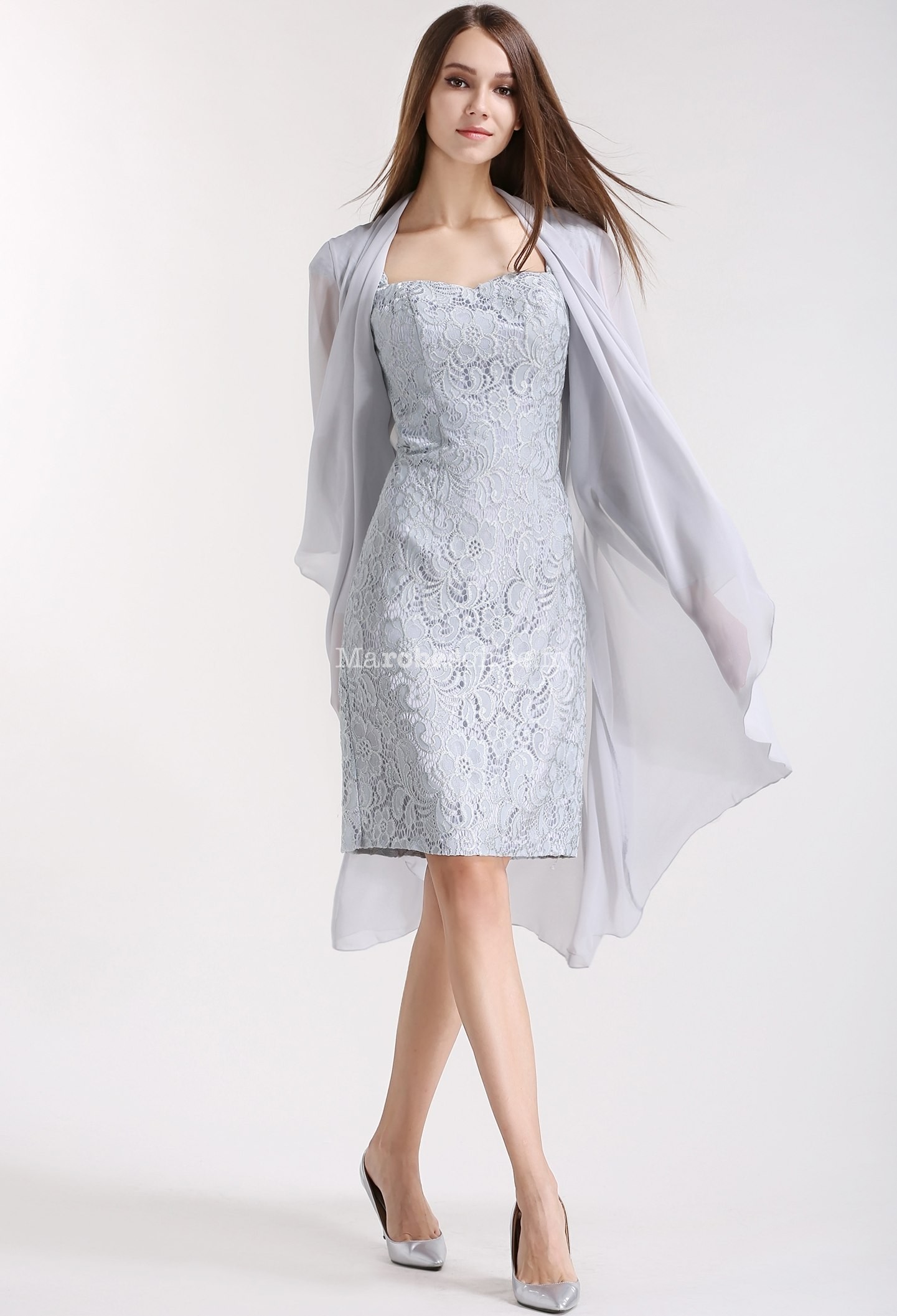 L'Atelier mère de la mariée gris pâle Lustre Robe & Mousseline Veste Nouveau 
