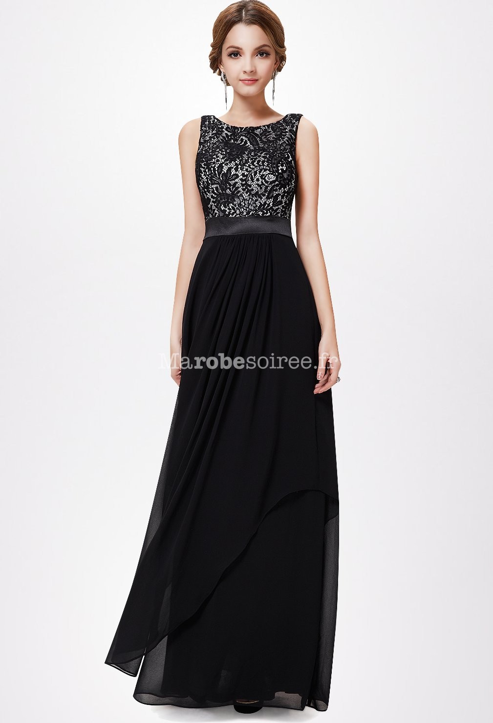 robe de soiree broderie noir mousseline