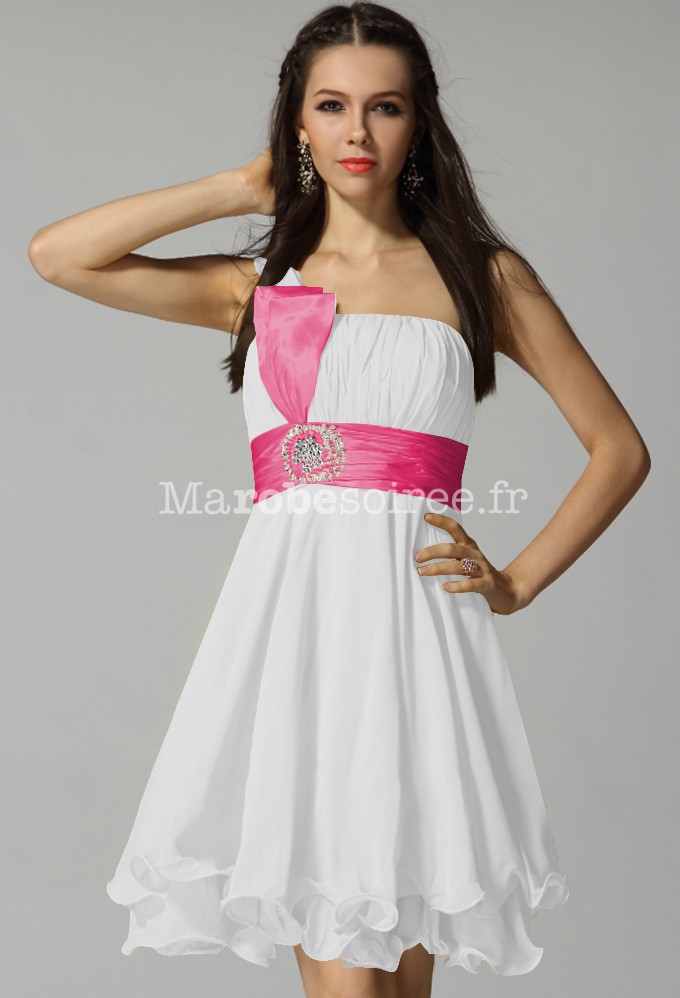 Robe de cocktail mina ceinture en satin avec bretelle asym trique