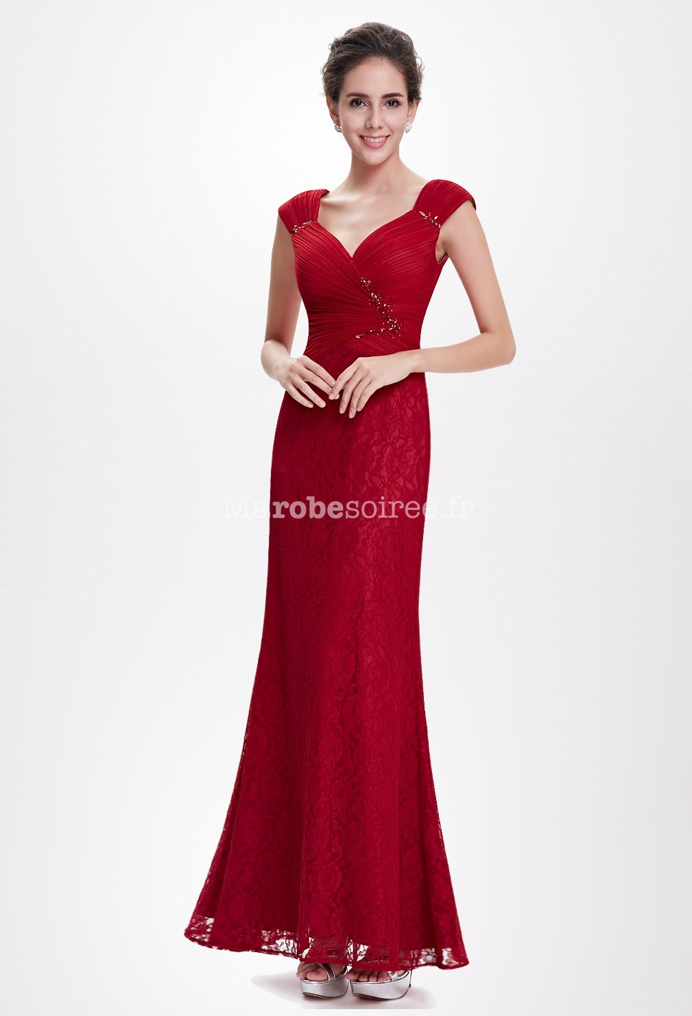 robe de soiree longue rouge au bustierede sirene