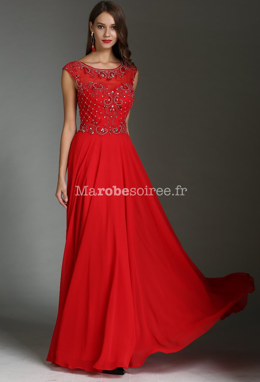 Jolie Robe Longue Rouge Dos Transparent