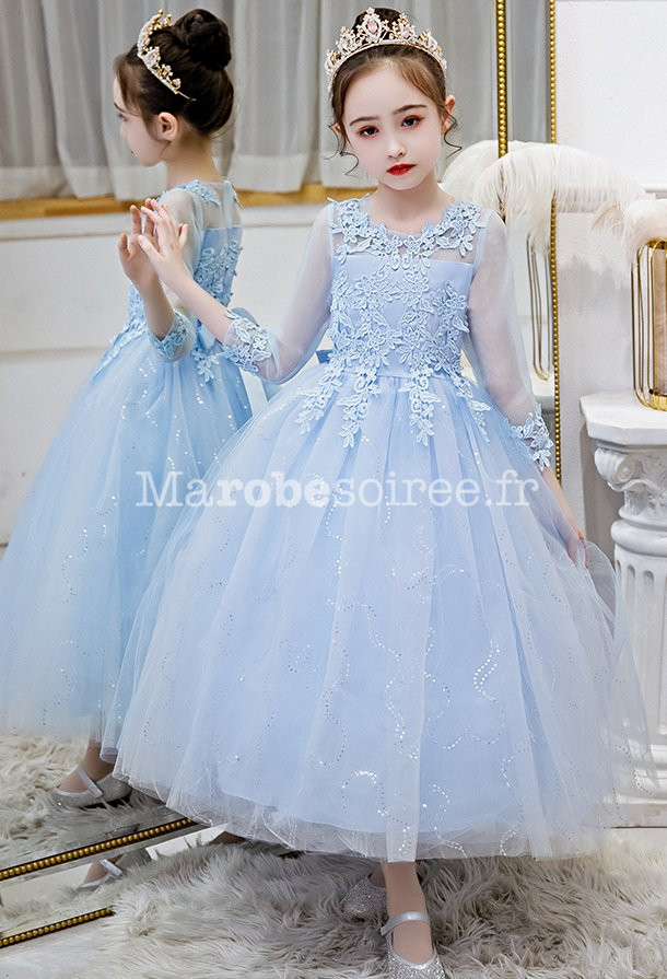 Robe Princesse Scintillante Bleue Pour Fille