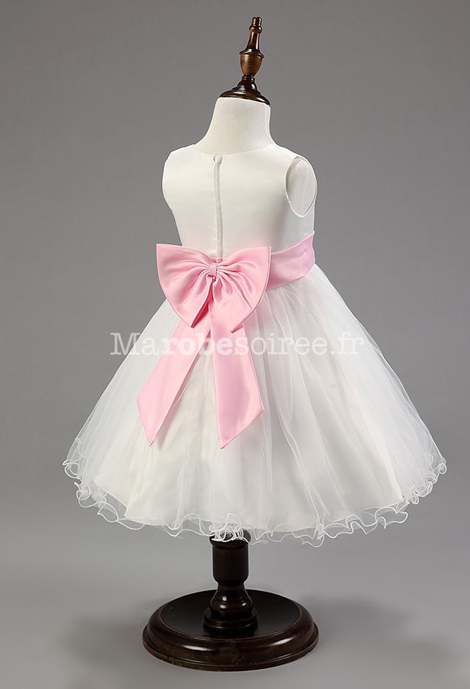 Robe cortège enfant, blanche en satin et tulle  Robes Lily