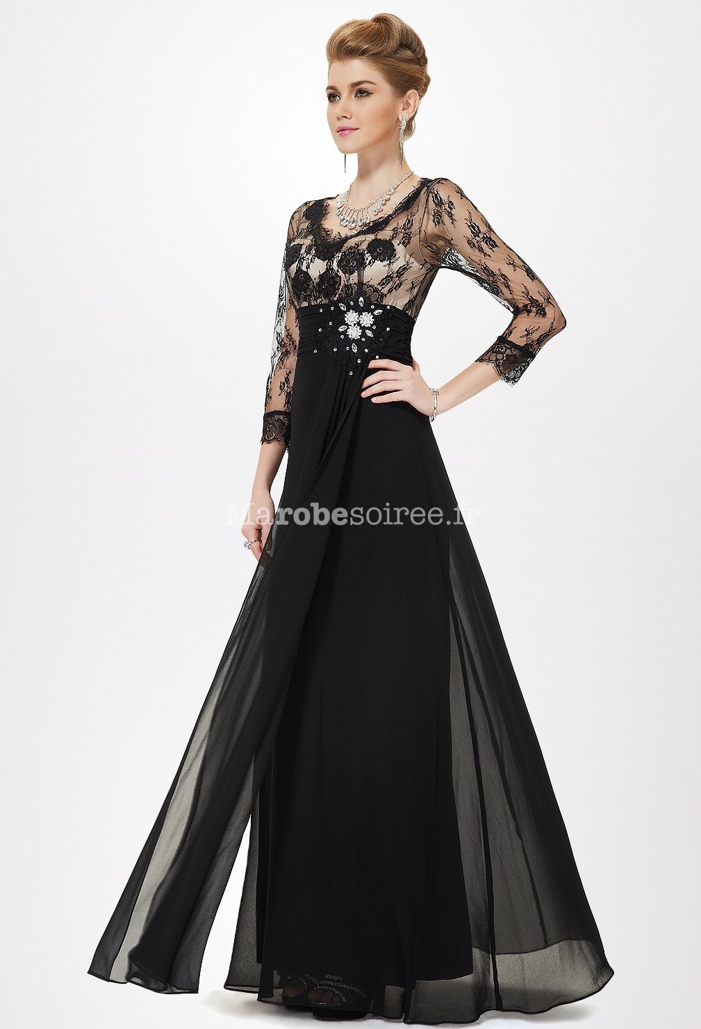 robe longue transparente dentelle