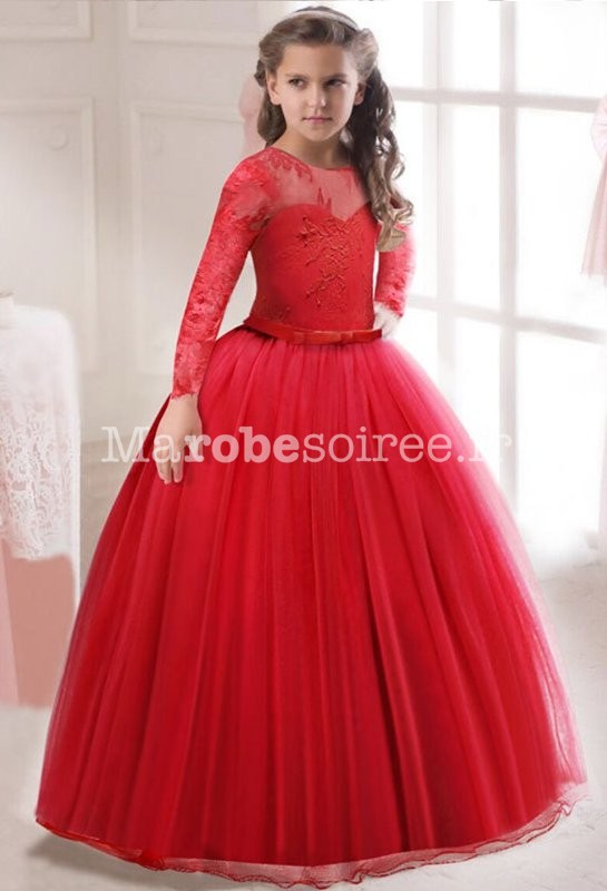Robe rouge manches longues fille (3-12A) - DistriCenter