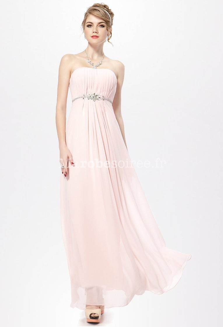 Robe de ceremonie simple avec ceinture en strass