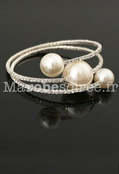 Bracelet en strass et perles ajustable réf BSP