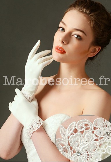 gants de mariage ivoire classe - réf. S62