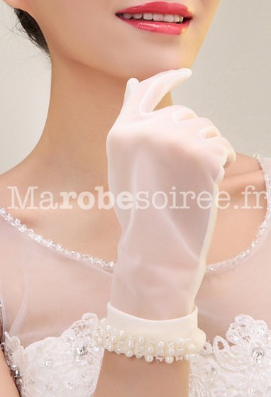 gants de mariage ivoire longueur poignet - réf. S60