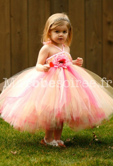 robe de cortège enfant multicolore avec fleur taille