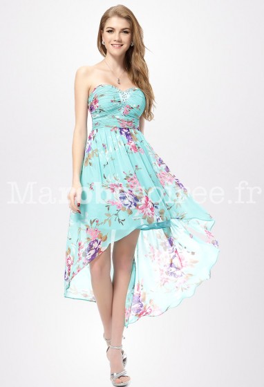Déstockage - Robe asymétrique estivale avec imprimé floral ref EP5094