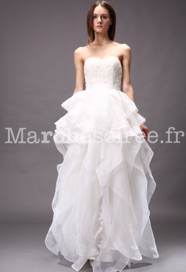 robe de mariée bustier coeur mousseline dentelle