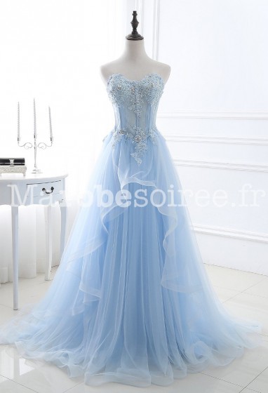 Robe de cérémonie princesse bleu pastel- réf SQ401