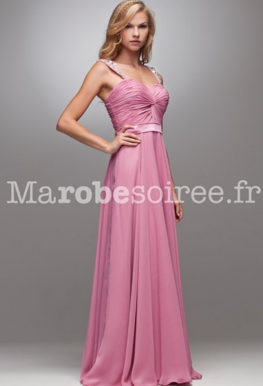 jacqueline -robe de soirée rose longue bustier effet cache coeur 4028