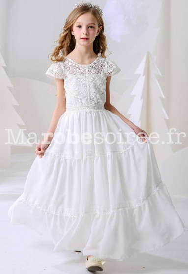 Robe blanche dentelle fille on sale