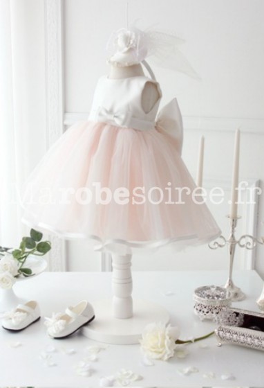 robe de cortège enfant volume rose pastel et blanc