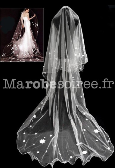 Long voile de robe de mariée avec broderie fine t146