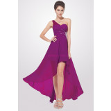 Robe de cocktail corail asymétrique d'une bretelle réf EP8100- destockage exclu web