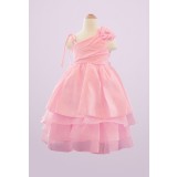 Déstockage - Héloïse - Robe de cortège enfant rose bonbon bretelles asymétriques réf: EF006