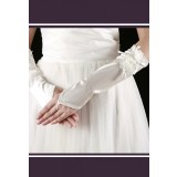 gants de mariée long satin ornée de fleur s08