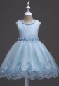 Jolie robe bleu pour belle fille avec la broderieréf: EF9028