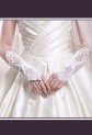 Mitaine gants de mariée longs satin strass perlés dentelle S03