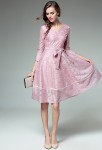 Robe chic habillée rose pastel dentelle 