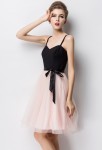 Petite robe courte noire et rose pastel 