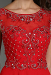 robe de cérémonie longue rouge col transparent detail 