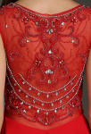 robe de cérémonie longue rouge dos transparent detail 