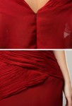 robe de soirée longue rouge manche courte drapée pour mère 
