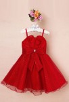 Charmante robe de cortège rouge pour fille de 3 à 12 ans 