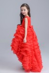 Jolie robe fille asymétrique en couleur rouge 