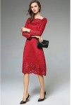 Robe habillée rouge finition perforée 