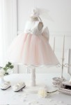 robe de cortège enfant volume rose pastel et blanc 