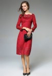 Robe habillée rouge foncé perforée 